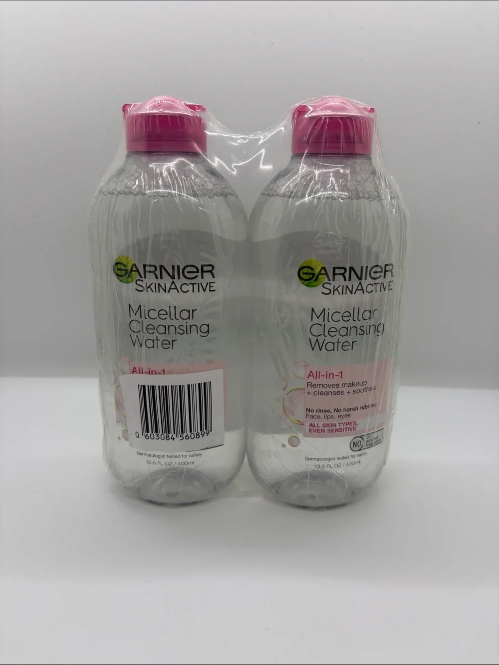 Garnier SkinActive Micellar Cleansing Water with Pink Caps (2 Pack)